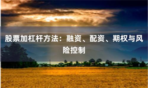 股票加杠杆方法：融资、配资、期权与风险控制